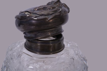 7 Assorted Tableware's, Glass Dresser Jars with S.P. Tops, Sterling Gorham Clock, Cyna Watch Co.