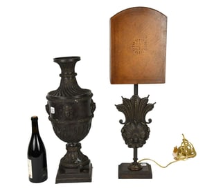 2 Theodore Alexander Decorative Bronze Pcs, Classical Bronze Vase on Pedestal Base (23"H x 8 1/2"w)