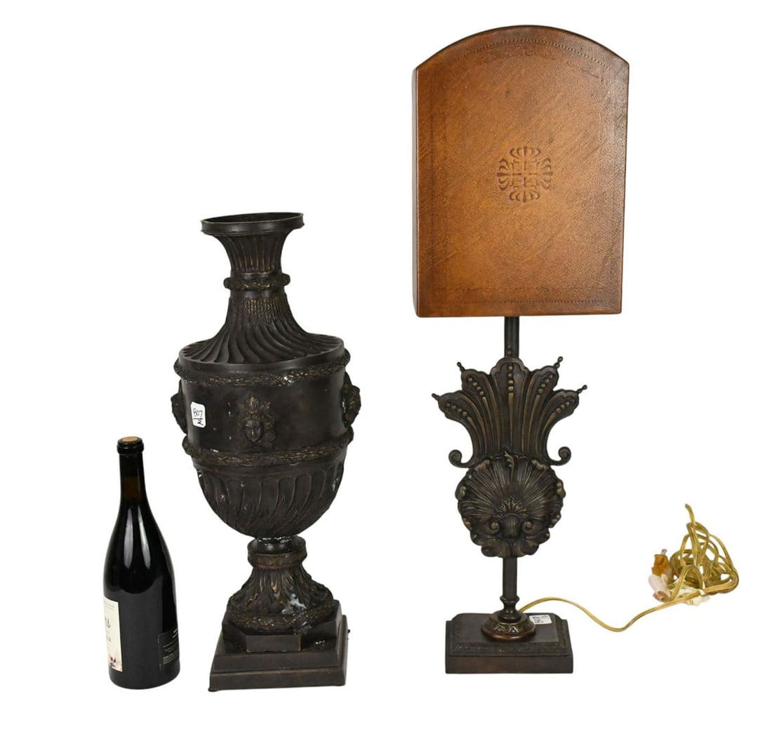 2 Theodore Alexander Decorative Bronze Pcs, Classical Bronze Vase on Pedestal Base (23"H x 8 1/2"w) (1 of 4)