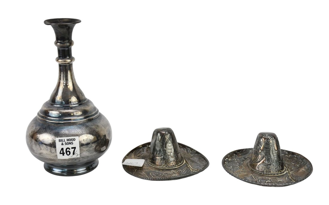 Sterling Silver Lot. 2 sombreros and 1 vase has some dents. 10.4 ozts (1 of 5)