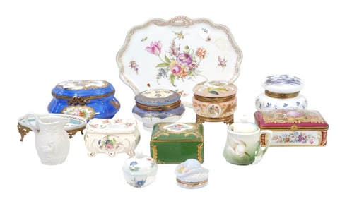 Vintage Chinaware Dresser Boxes & Trinket Boxes, 4"h x 7"w Largest