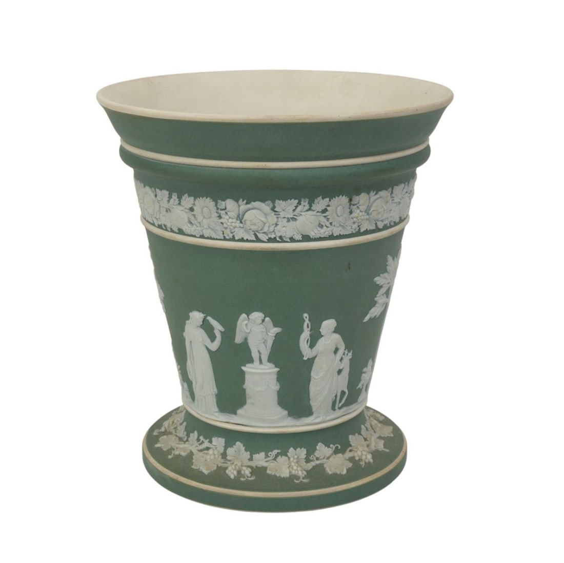 Wedgwood Green Jasperware Vase, 7 1/4"h x 6 1/4"dia (1 of 9)