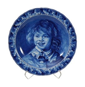 Delft Charger, F. Hals, Portrait of Child, 16"dia