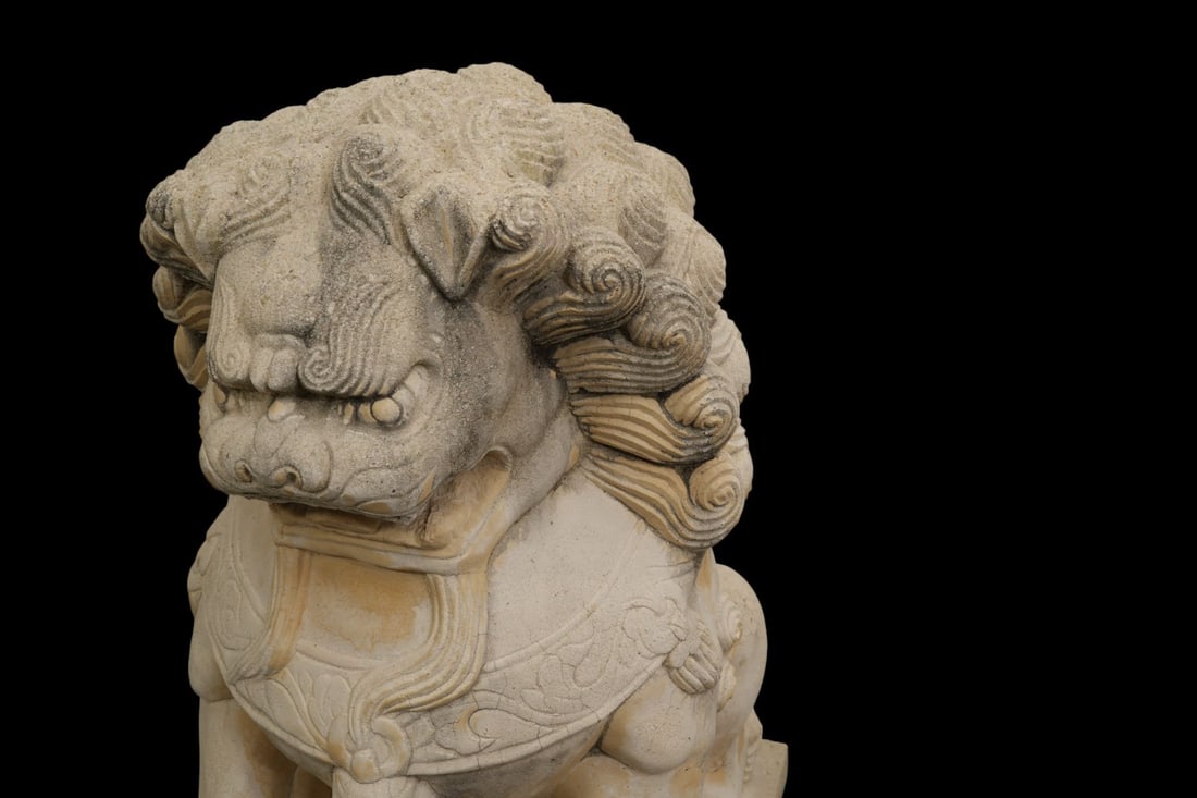 Large Cement Garden Statuary Foo Dogs - 2