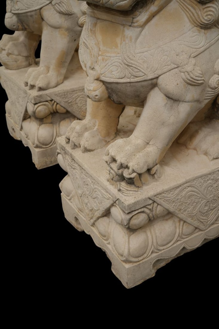 Large Cement Garden Statuary Foo Dogs - 4