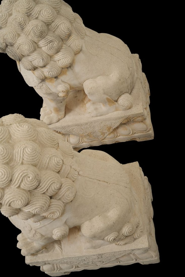 Large Cement Garden Statuary Foo Dogs - 7