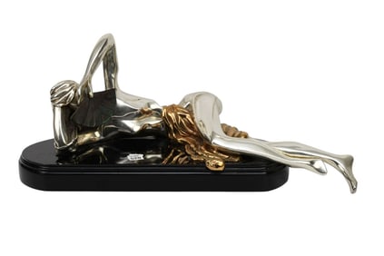 Oshra Michan for D 'Argenta Mexico Silver Overlay Reclining Woman  #'d 28/500 Dimensions 23" long x