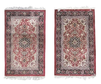 Pair small  Silk Oreintal Carpet / Rug. 3 x 5 inches
