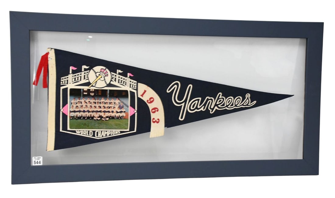Framed Vintage 1963 New York Yankees Champs Photo Pennant 30x12 inches.: Framed Vintage 1963 New York Yankees Champs Photo Pennant 30x12 inches. Framed size 38" x 19.5"