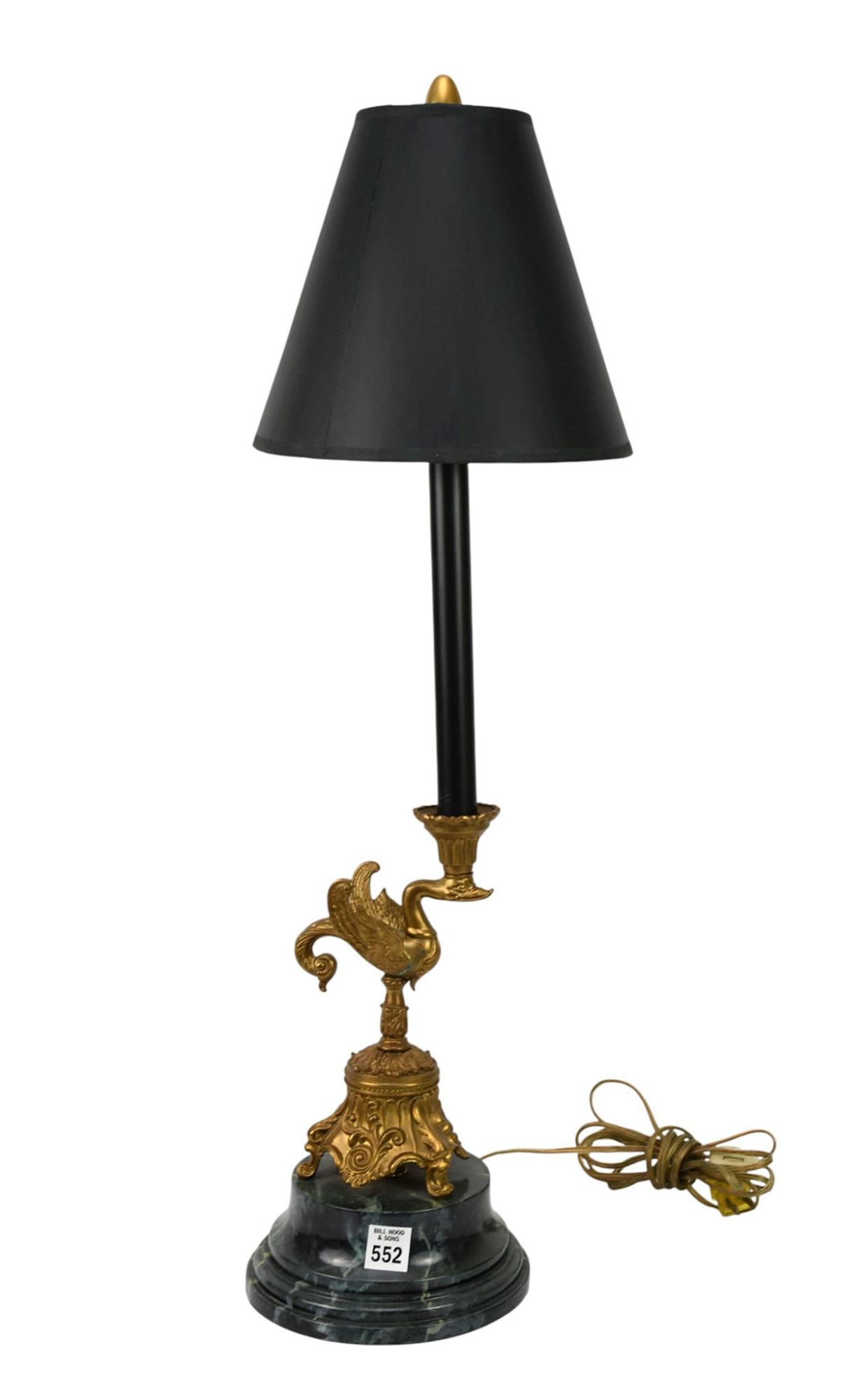 Bronze Duck Candlestick Table Lamp on Faux Green Marble Base, 29"h x 7"dia base (1 of 5)