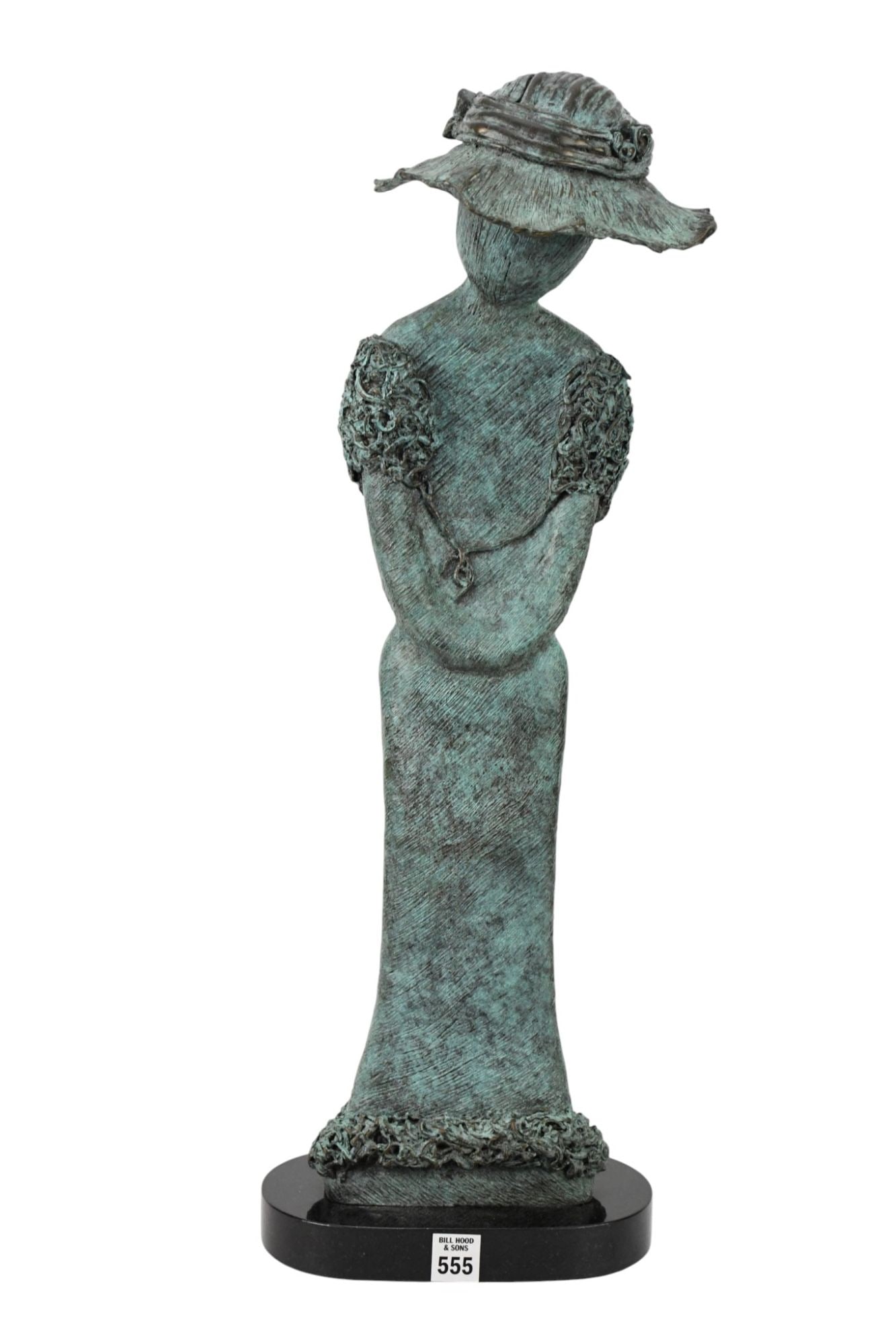 Sylvia Chait (South African, B.1936) Verdigris Bronze Female figure sculpture on rotating marble (1 of 6)