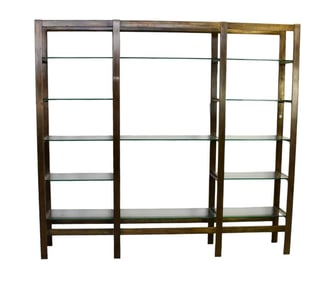 Mastercraft Style Modern Open Shelving Unit in 3 Sections, 84"h x 92"w x 14"d