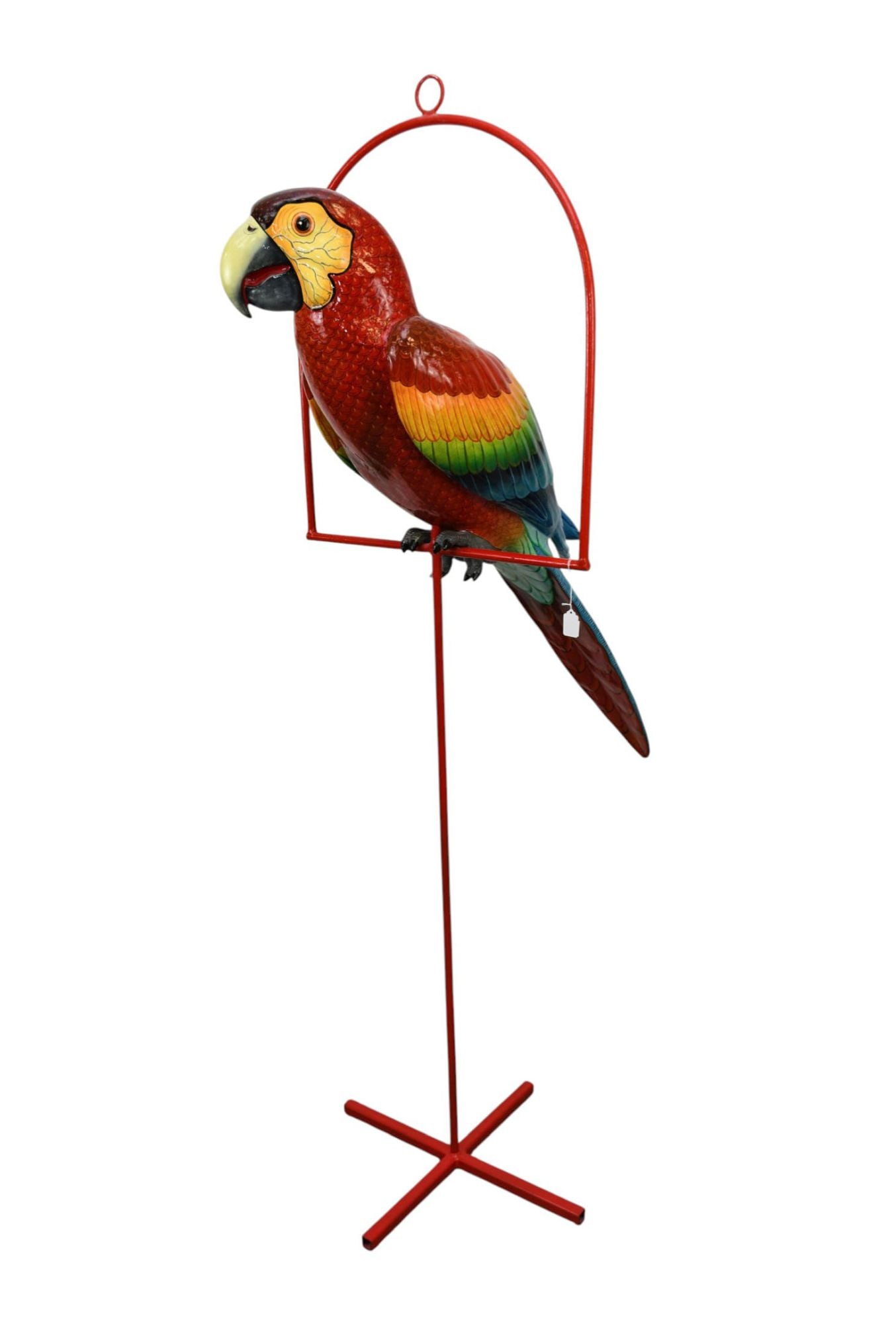 SERGIO BUSTAMANTE Large Paper Mache Parrot Sculpture (52"H x 13"w), 55/100, Attached to Red Metal (1 of 9)
