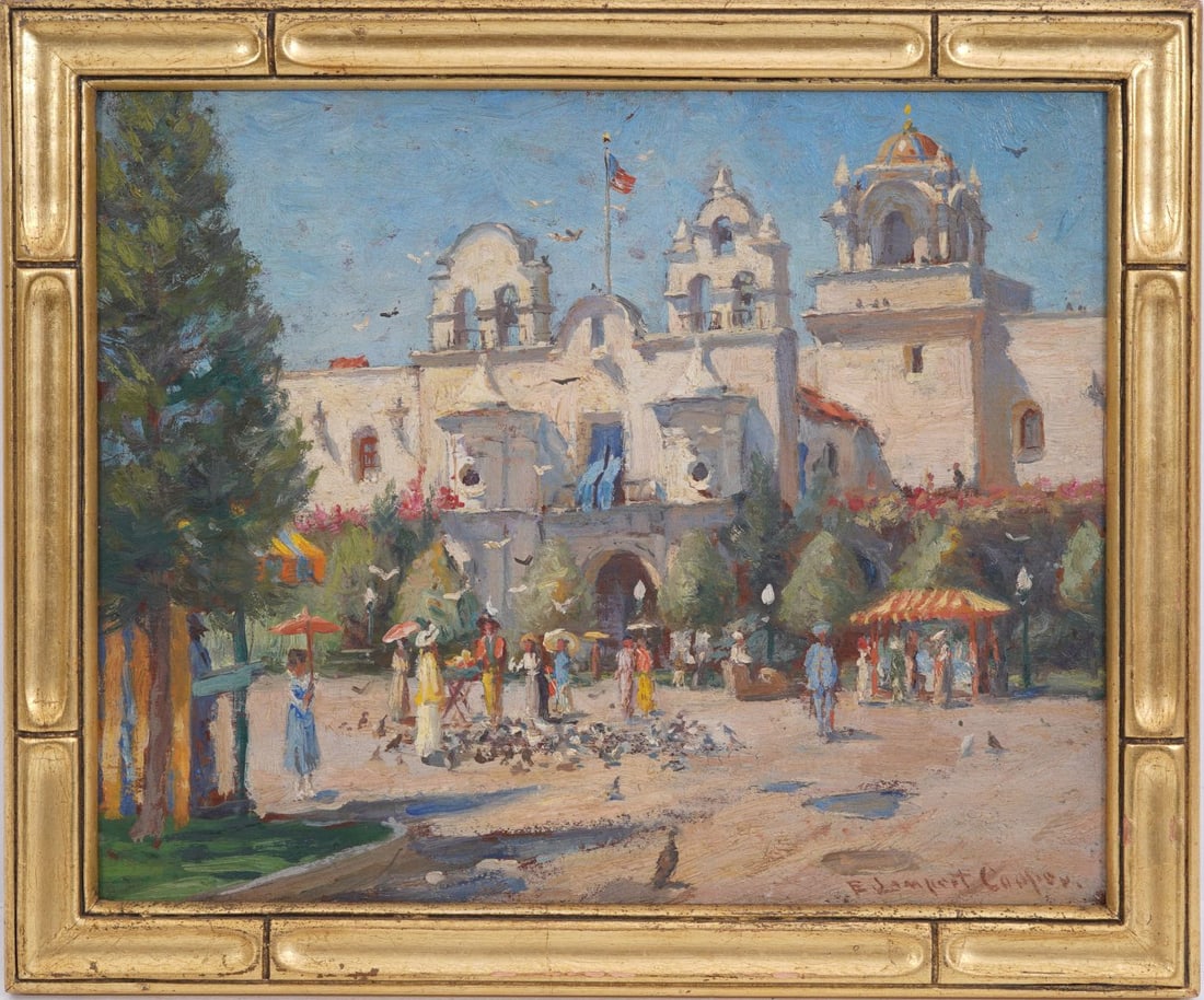 EMMA ESTHER LAMPERT COOPER (American 1855-1920) Exposition San Diego 1915-1916. Oil on artist board (1 of 6)