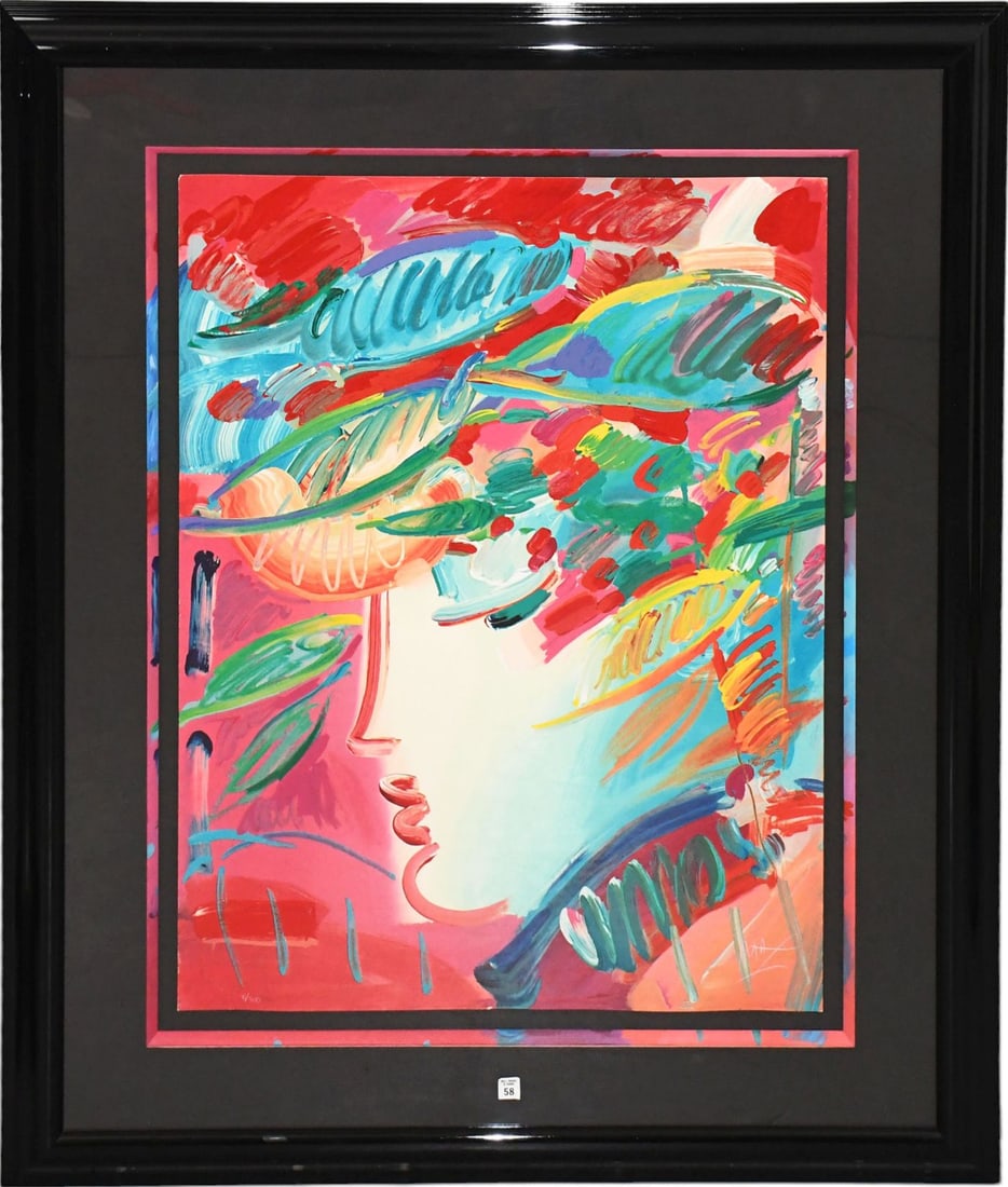Peter Max The Beauty -ca 1990. Peter Max The Beauty- ca.1990. Profile of a lady with hat. Limited (1 of 6)