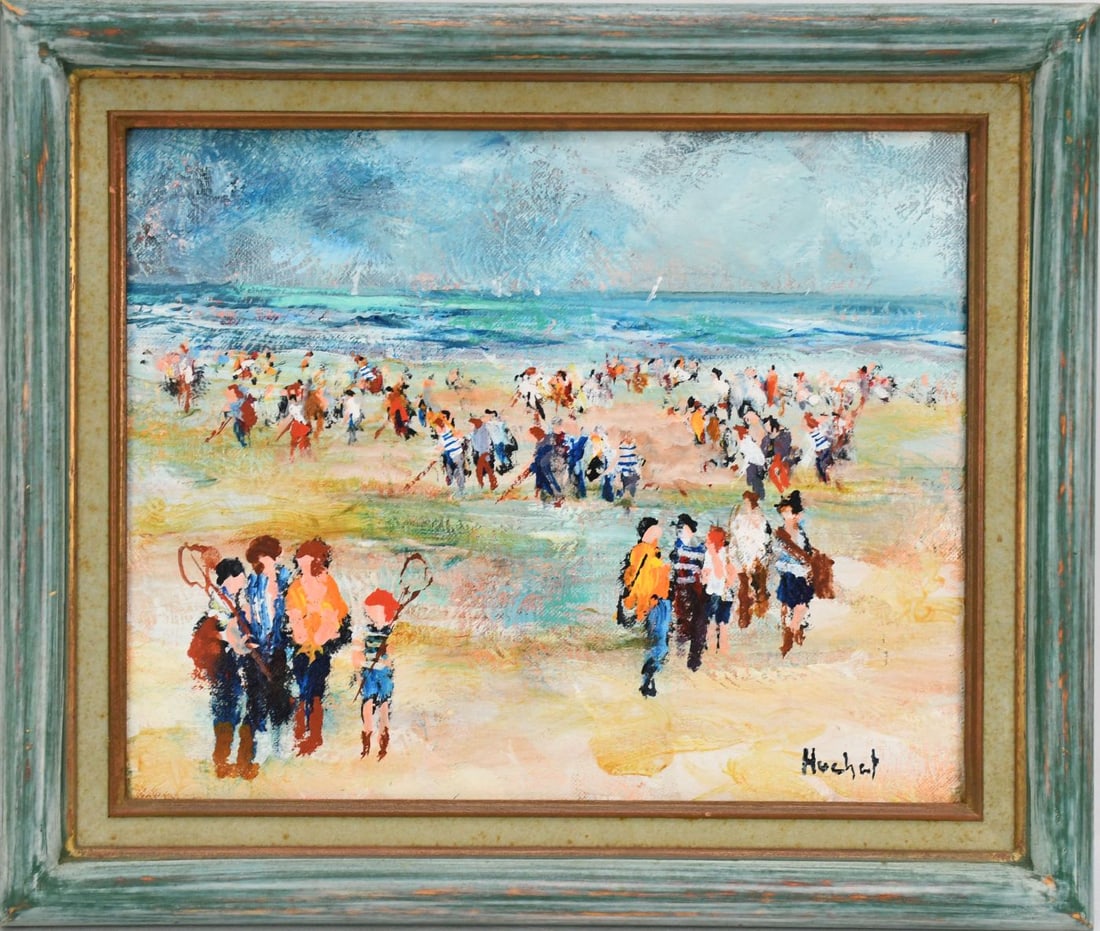 Emmanuel Urbain Huchet (FRENCH b. 1930) Fish at low tide/ Digging clams on the beach. 13 x 16 (1 of 8)