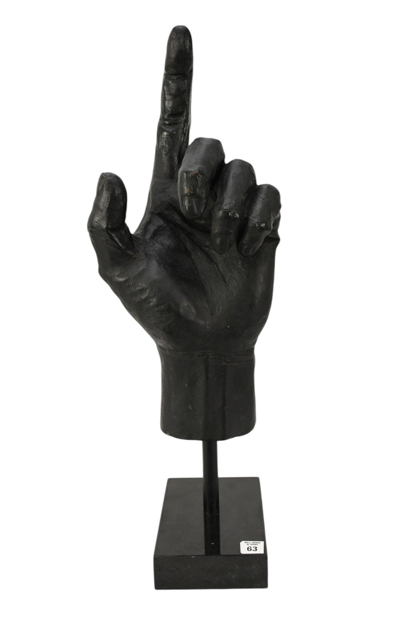 20th Century Bronze sculpture of a hand pointing upward, no visible signature, 18 inches tall by 9 (1 of 5)