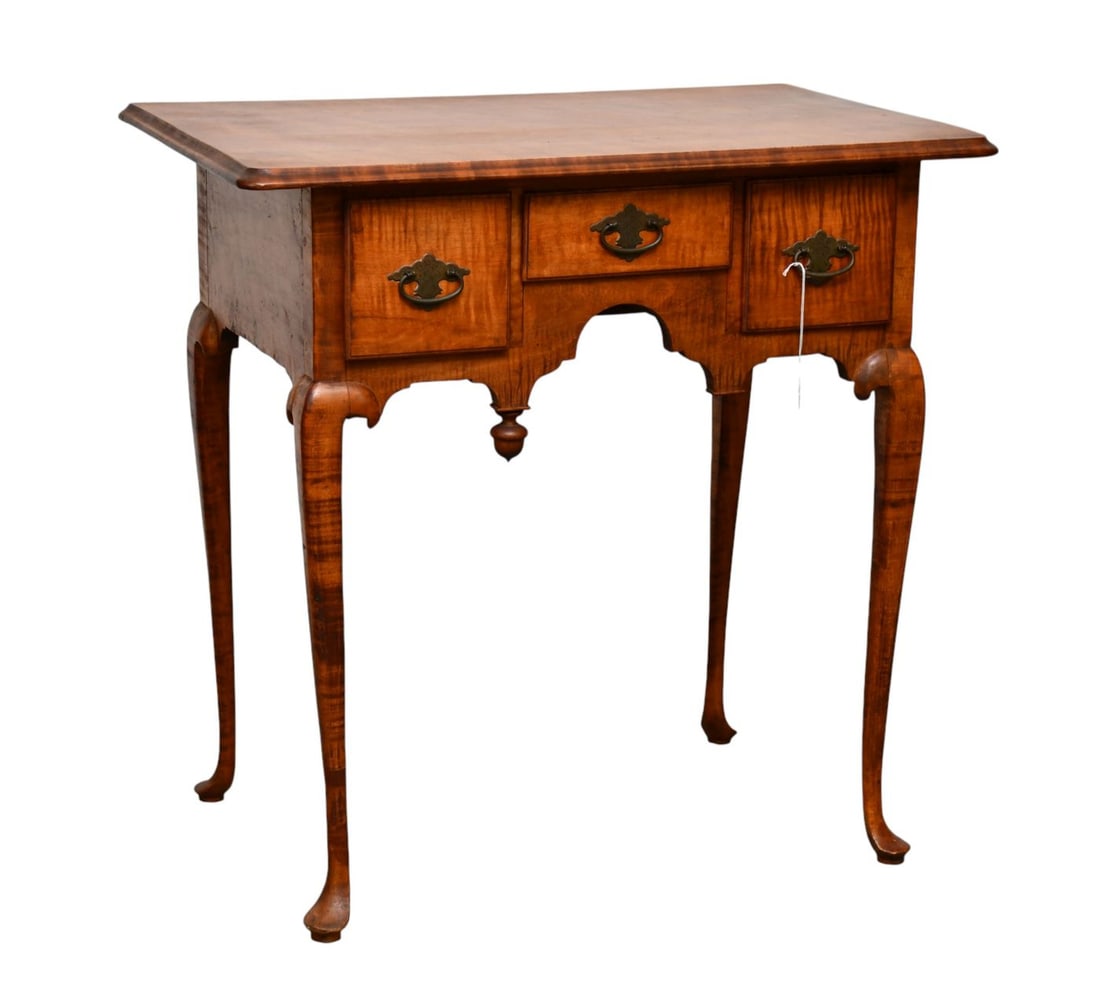 Fine American Reproduction Maple Lowboy, 3 Drawer, 27"h x 24"w x 16"d (one drop finial missing) (1 of 8)