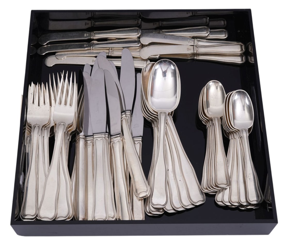 Georg Jensen Sterling Silver Flatware, Old Danish Pattern, incl; 11 Dinner Forks (11 1/2"L), 7 (1 of 6)