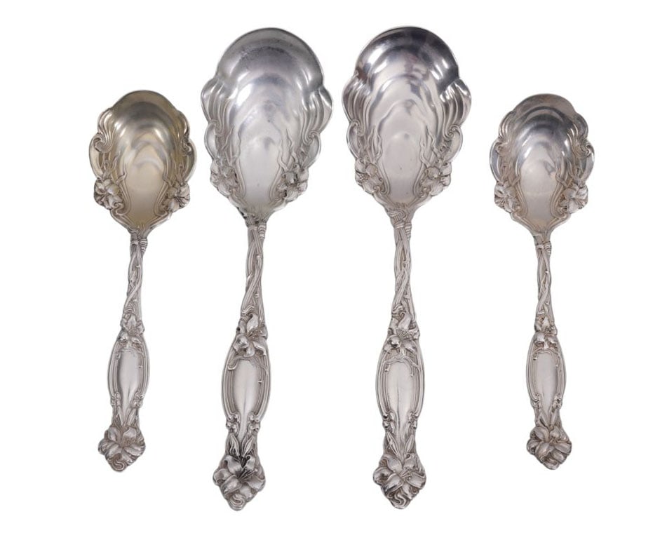 2 Pairs Sterling Silver Oyster Spoons, 6 ozt. 6"L & 7 1/2"L: 2 Pairs Sterling Silver Oyster Spoons, 6 ozt. 6"L & 7 1/2"L