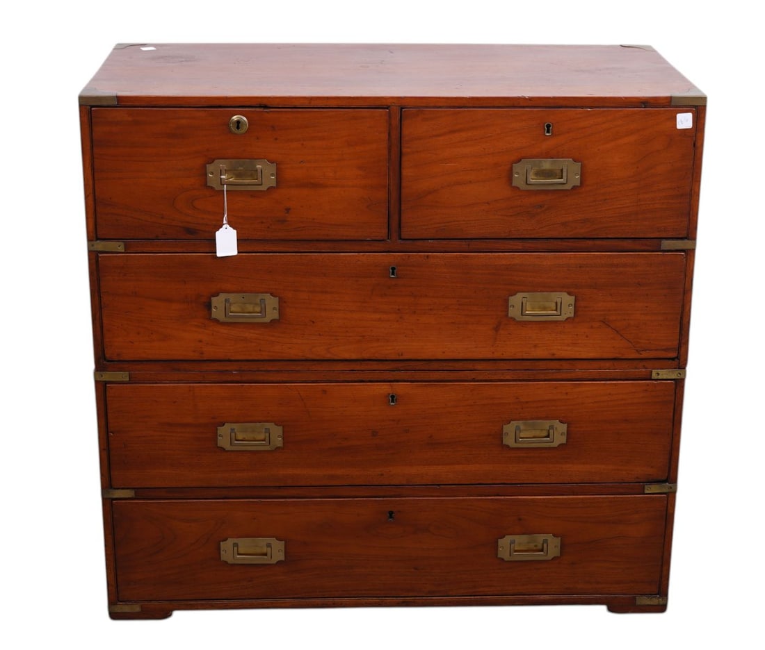 Campaign Chest, 19th c, Top Left Drop Drawer For Writing, 38 1/2"h x 40 1/2"w x 18 1/2"d (1 of 6)