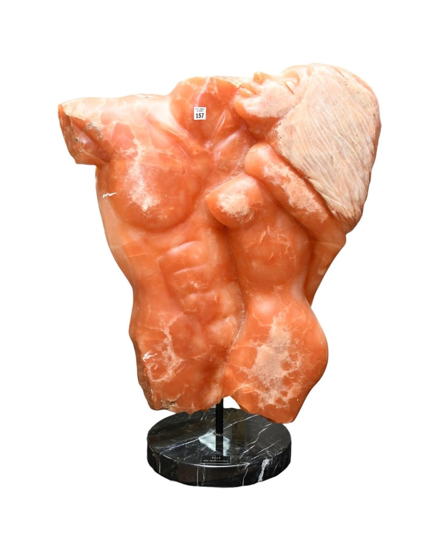 Red Marble Sculpture Male & Female on Marble Base, Label "Pete Sig de Tonancour", 35"h x 25"w x 14"d (1 of 6)