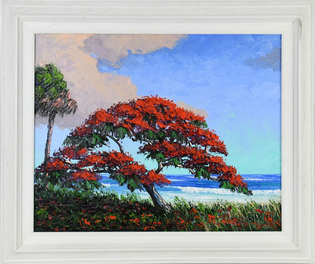 Mark Stanford, Florida artist- Florida Highwaymen style pallet knife Painting. Oil painting Ocean (1 of 7)