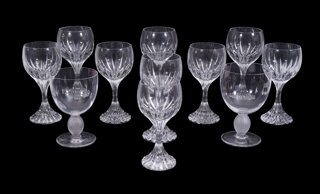9 Baccarat Crystal Stems, Messina Pattern, Assorted Sizes (7 1/2"H x 3 1/4"dia) AND 2 Lalique (1 of 8)
