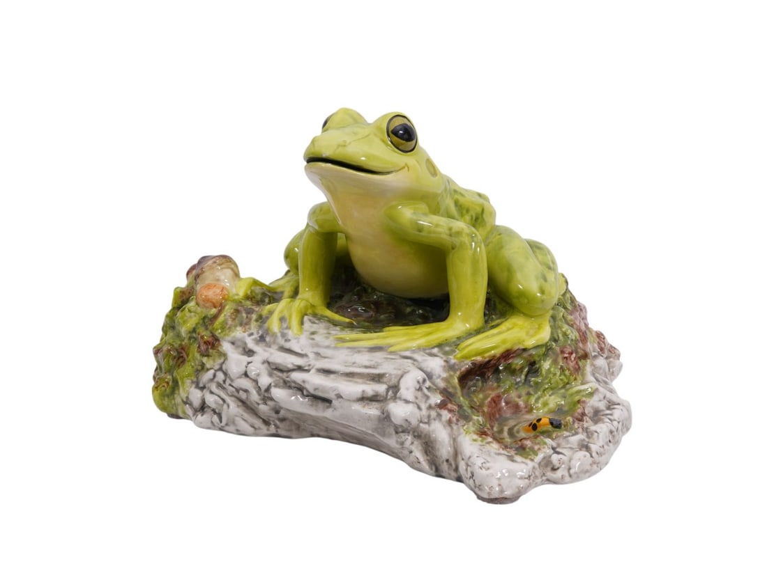 Italian Ceramic Frog Seated on Rocks, The Townsends 1972 on Bottom, 9"h x 12"w (2 small nicks on (1 of 6)