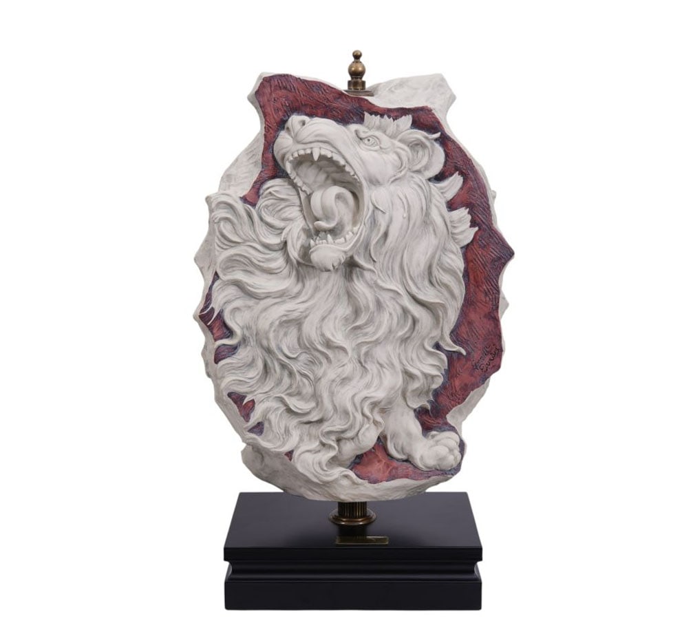 Giuseppe Armani THE LEONARDO LION. Roaring lion face on both sides, signed, and numbered 34/500 19" (1 of 9)