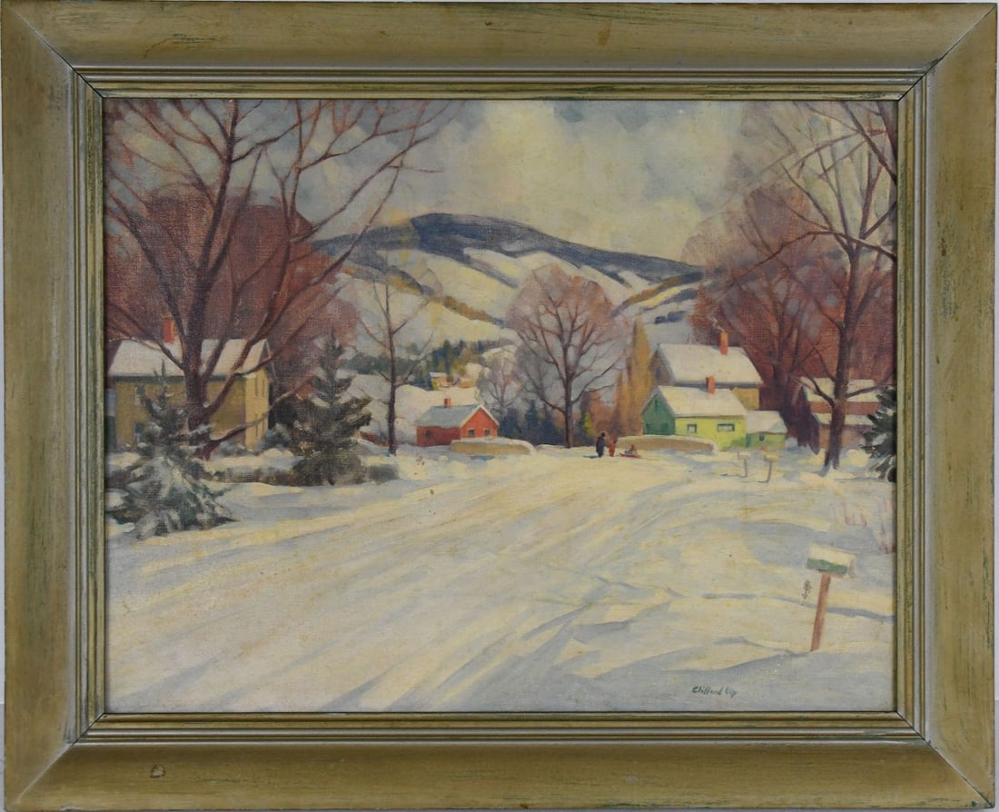 CLIFFORD MCCORMICK ULP (American 1885-1957) Oil on canvas, Depicting a winter landscape with three (1 of 5)