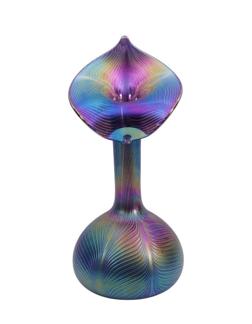 Loetz Jack in the Pulpit Vase with Etched Austria Loetz, 12"h x 5"w (1 of 8)