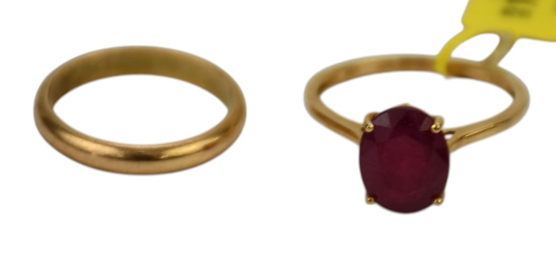 10K & 14K Yellow Gold Rings. 10K yellow gold Ruby ring size 10 wt. 3 grams and a 14K Yellow Gold (1 of 4)