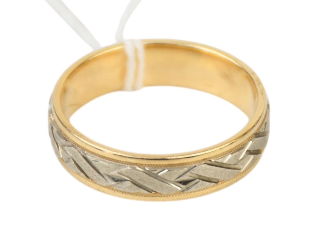 14K Yellow & White Gold Band. Size 11.75 wt. 7.2 grams (1 of 3)