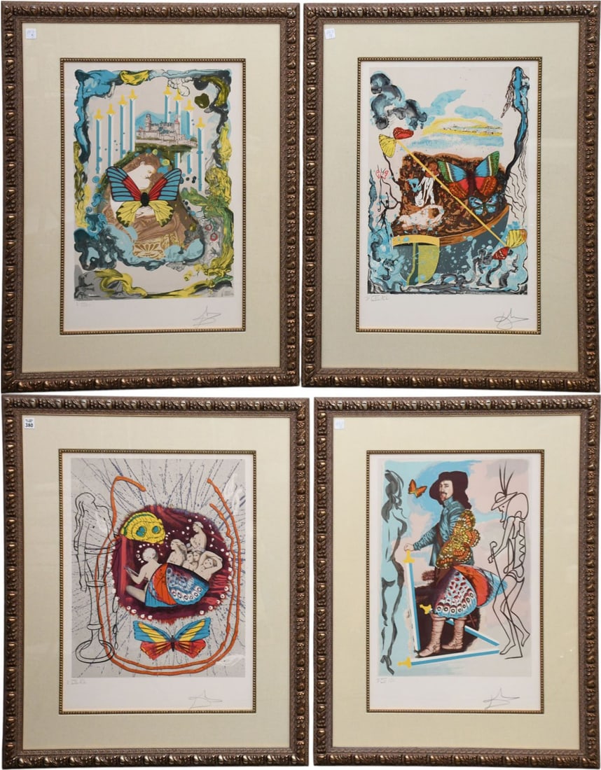 Salvador Dali - 4 pc. Suite. Papillons Anciennes (Ancient Butterflies): Salvador Dali - 4 pc. Suite. Papillons Anciennes (Ancient Butterflies) Lithographs on Japon paper edition- I C111/CL. 28 x 20.25 (in) 37 x 29 x 1.25 (in) Framed Signed in pencil Dalí, lower right of
