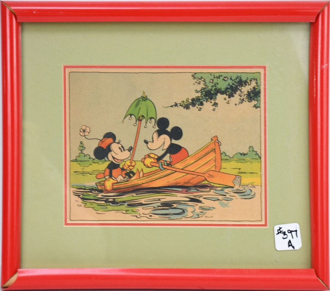 Mickey Mouse Original Vintage small Print Mickey & Minny in rowboat. Print ca. 1934. 6 x 8 inches. (1 of 5)