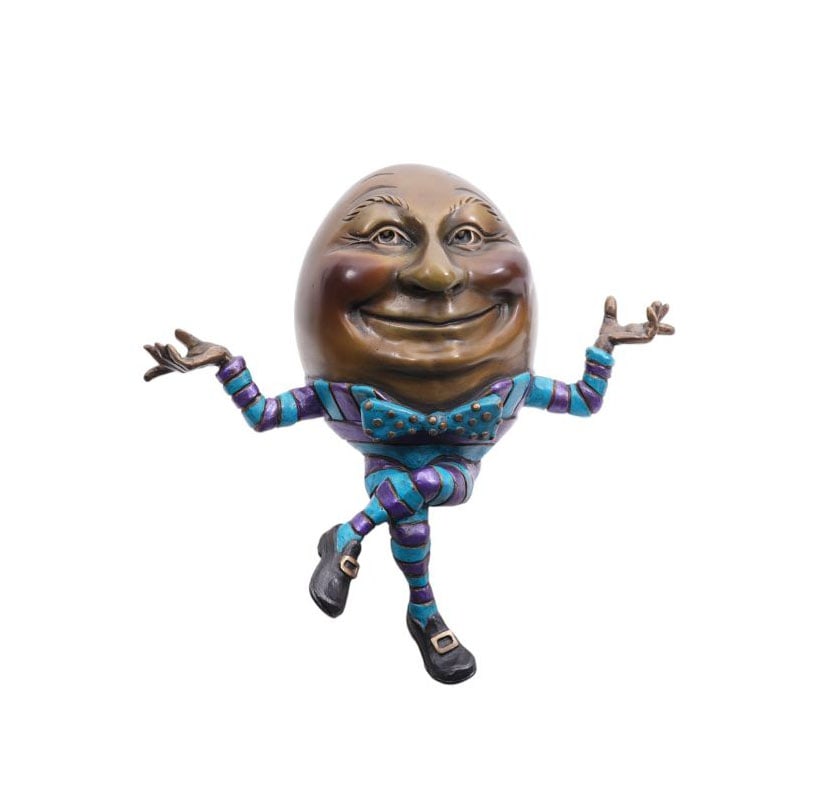 Kimber Fiebiger Bronze Sculpture of "Humpty Dumpty", Signed Kimber 56/100, 11"h x 12"w0: Kimber Fiebiger Bronze Sculpture of "Humpty Dumpty", Signed Kimber 56/100, 11"h x 12"w0