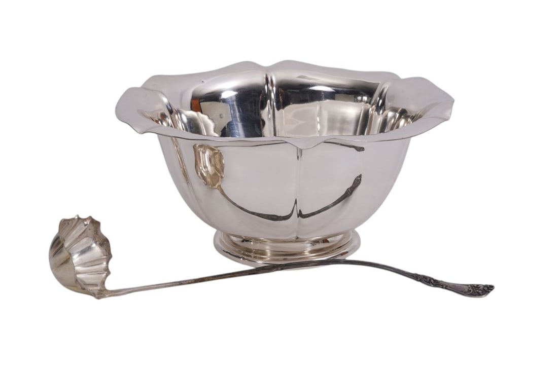 Reed & Barton Sterling Silver Bowl, "Salem" Pattern (6"h x 12 1/4"dia, Dents on Bottom Rim) With (1 of 9)