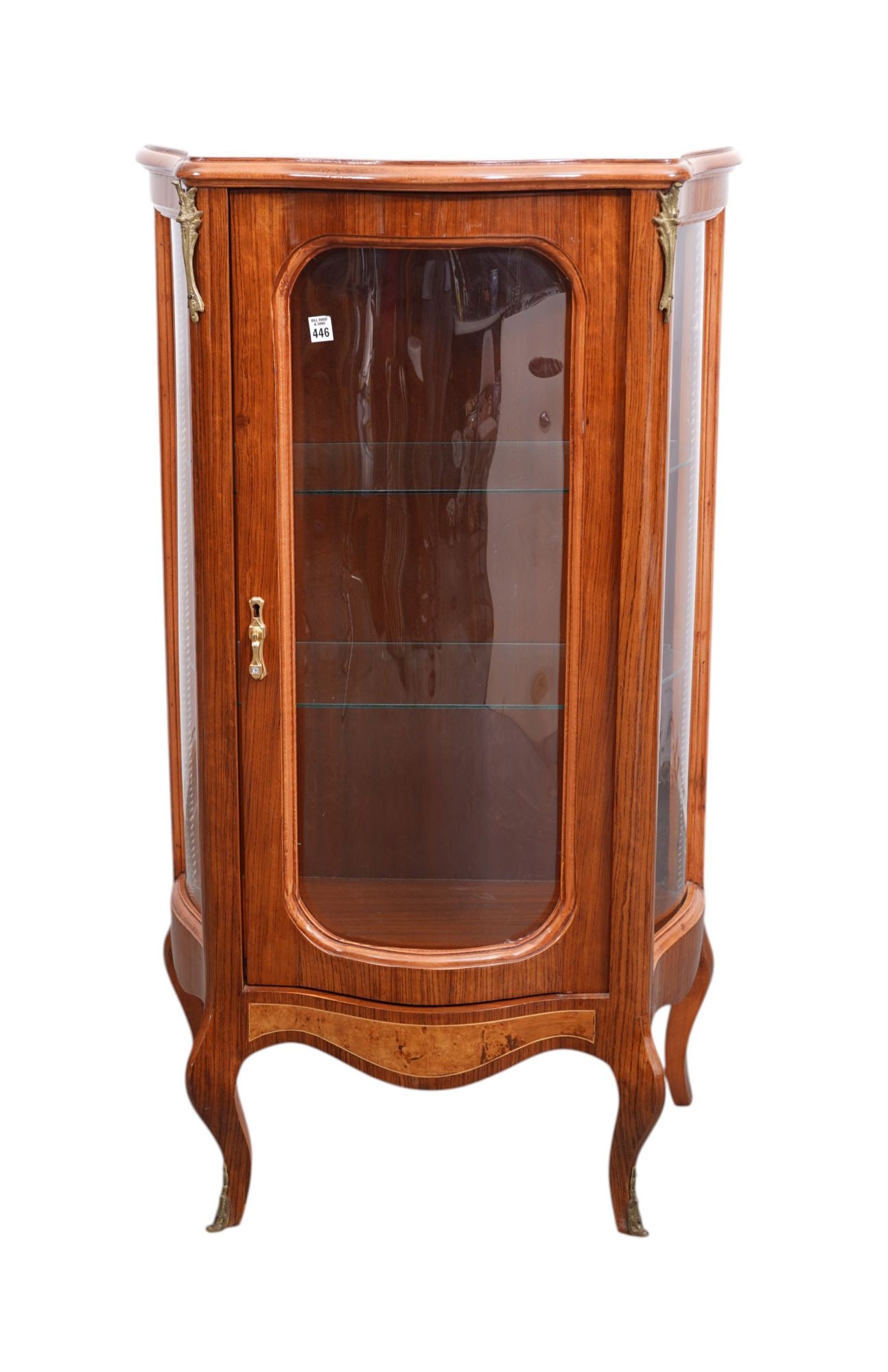 French Style Vitrine with Gilt Metal Mounts & Bowed Glass Doors with 2 Glass Shelves, 48"h x 26"w x (1 of 5)