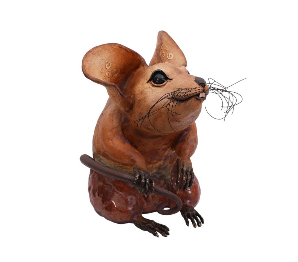 Large Pottery/Ceramic Mouse Sculpture, Artful Ceramics, Glazing at Bottom, 14"h x 12"w (1 of 7)