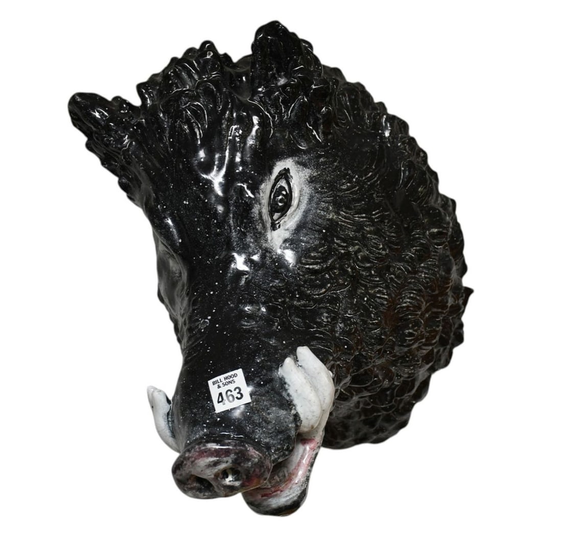 Vintage Italian Hand painted Ceramic Boar Head Wall Sculpture, 15"h x 12"w x 14"d (1 of 4)