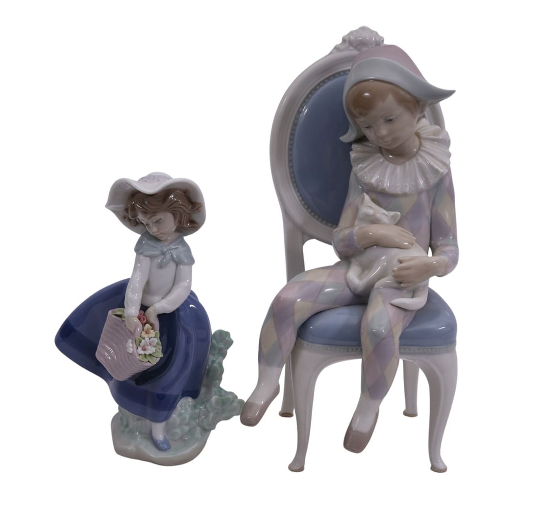 2 Lladro Figures, One Seated Figure with Cat 11"h x 5"w (1 of 7)