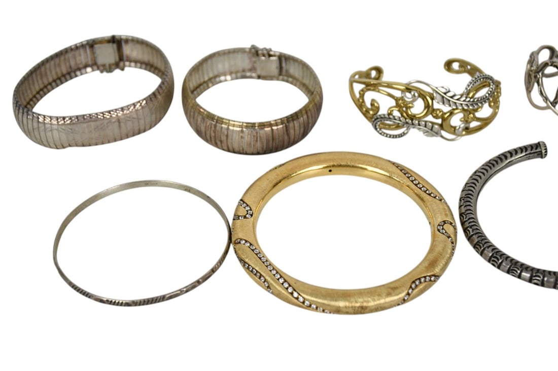 15 - Sterling Silver Bangle Cuff Bracelets. Wt 15.9 ozts, Cuff bracelets 6" - 6.5" inner - 2