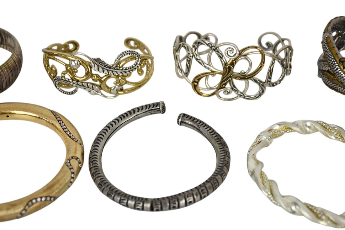 15 - Sterling Silver Bangle Cuff Bracelets. Wt 15.9 ozts, Cuff bracelets 6" - 6.5" inner - 3