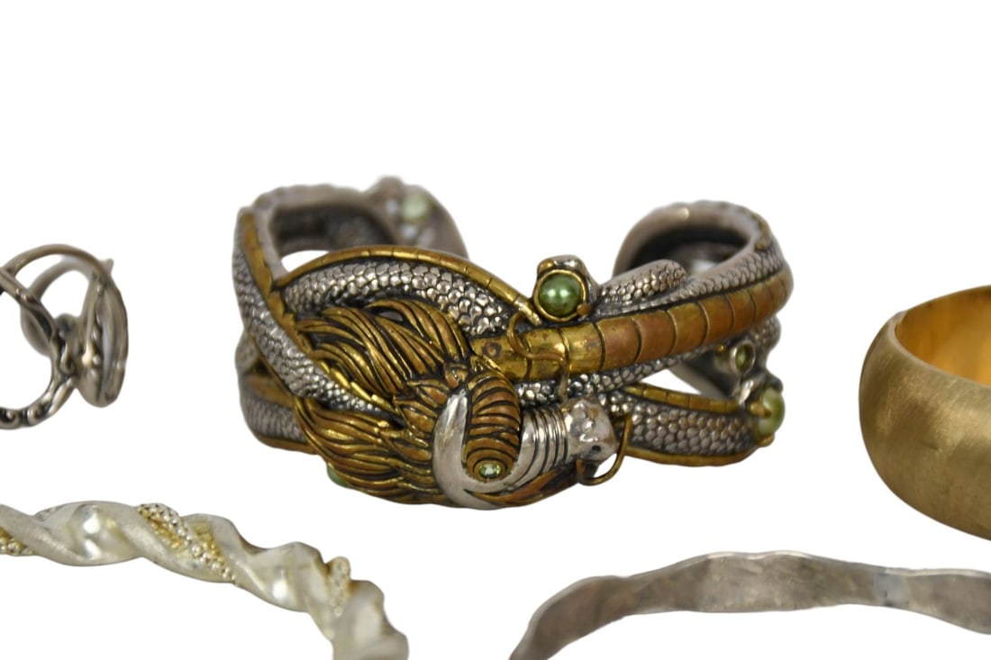 15 - Sterling Silver Bangle Cuff Bracelets. Wt 15.9 ozts, Cuff bracelets 6" - 6.5" inner - 4