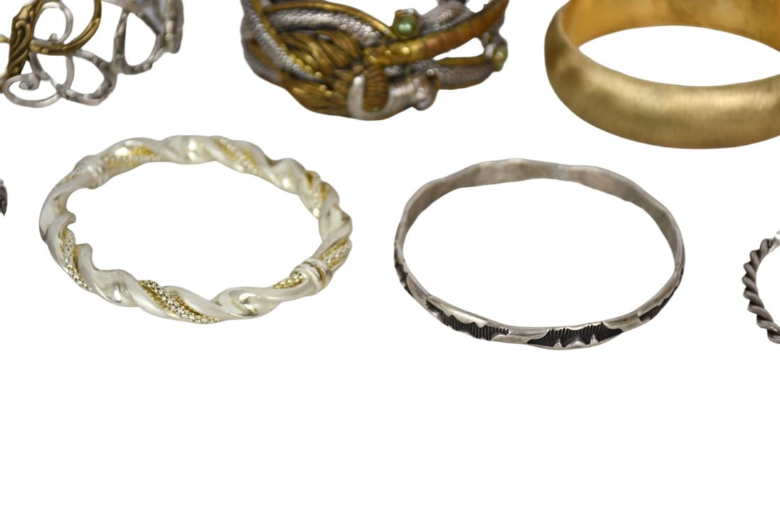 15 - Sterling Silver Bangle Cuff Bracelets. Wt 15.9 ozts, Cuff bracelets 6" - 6.5" inner - 5