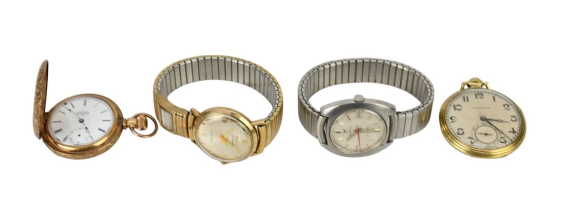 Pocket & Wrist Watch Lot. 2 pocket watches Elgrin 5245514 40mm and Hamilton 3437047 45mm needs (1 of 6)