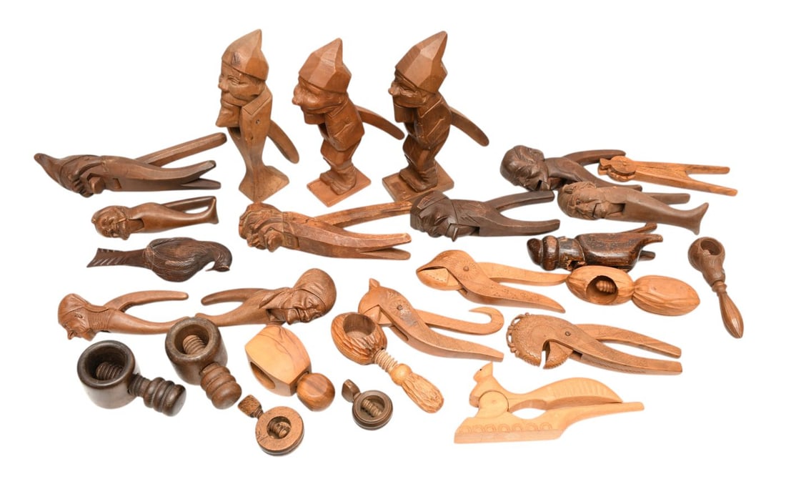 13 Assorted Carved Wood Figural Vintage Nutcrackers, C. 1900 AND 13 Assorted Non Figural Carved (1 of 5)