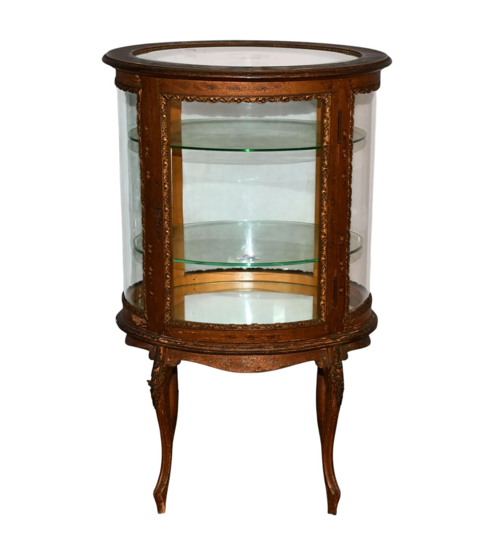 Bowed Glass Lighted Vitrine, 42"h x 25"w x 19"d (AS IS) (1 of 7)