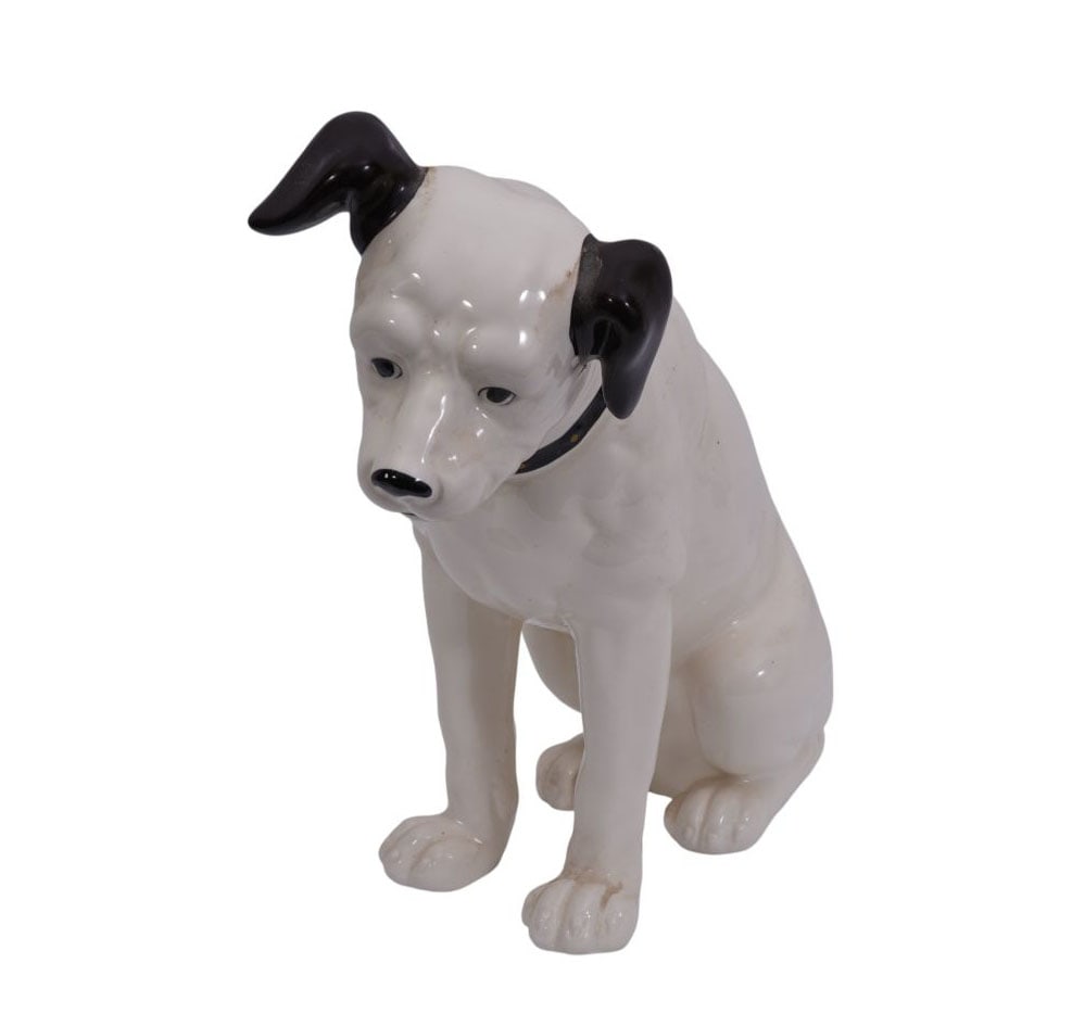 Ceramic figure of "Nipper" the famous mascot of RCA Victor and His Master's Voice, 12"h x 13"w (1 of 8)
